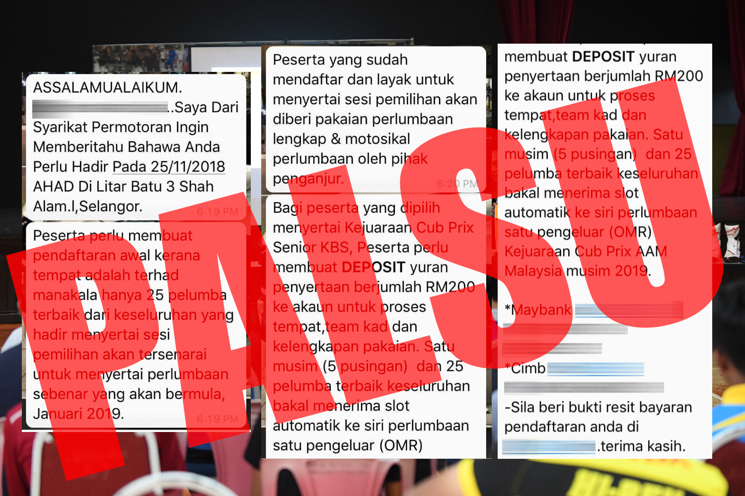 PALSU! JANGAN DITIPU!!! KLINIK CUB PRIX KBS ADALAH PERCUMA